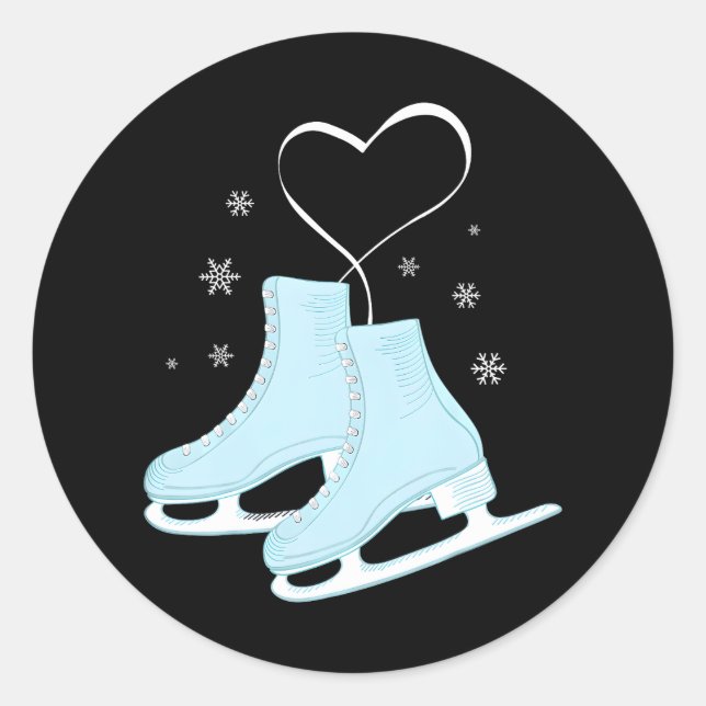 Pegatina Redonda Figura Ice Skater Figura Skater Love (Anverso)