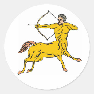 Pegatina Redonda Figura mítica de flecha de centaur Bow