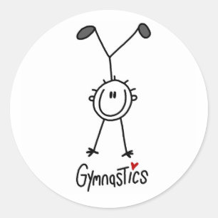 Pegatina Redonda Figura simple gimnasta del palillo