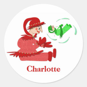 Pegatina Redonda Figuras de madera divertidas del juego