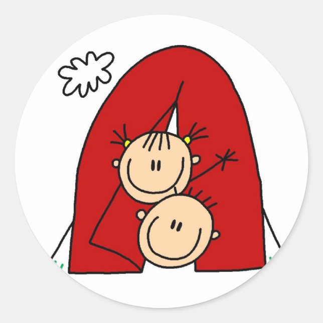 Pegatina Redonda Figuras de palo camisetas y regalos (Anverso)