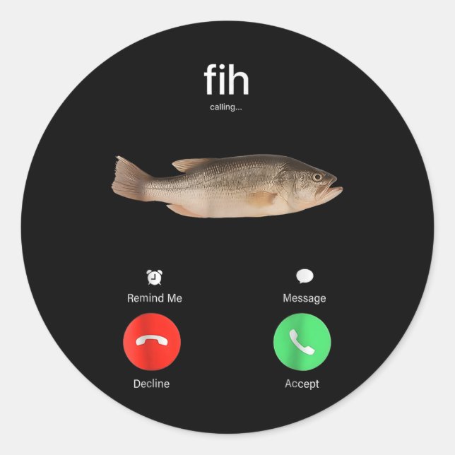 Pegatina Redonda Fih Calling Remind Me Message Decline Accept Phone (Anverso)