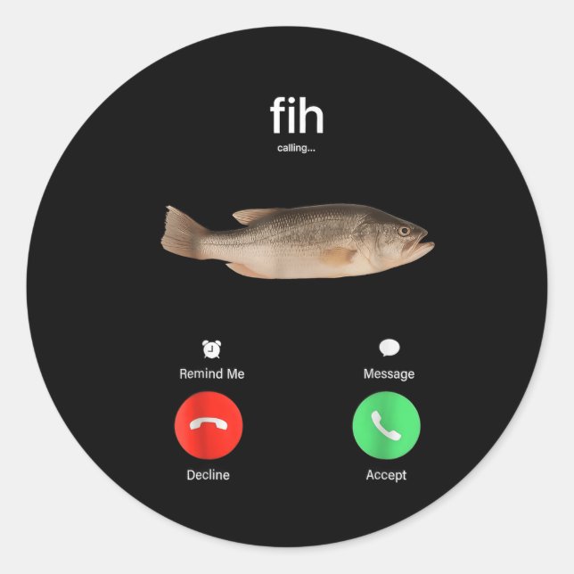 Pegatina Redonda Fih Calling Remind Me Message Decline Accept Phone (Anverso)