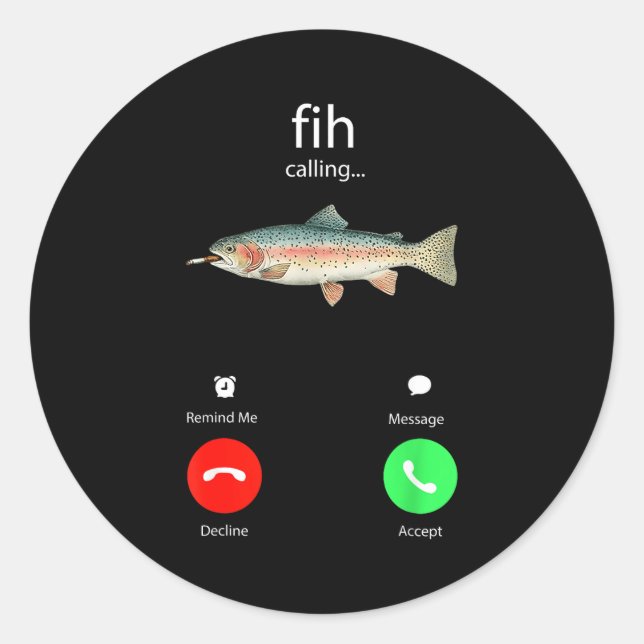 Pegatina Redonda Fih Calling Remind Me Message Decline Accept Phone (Anverso)