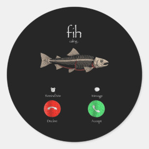 Pegatina Redonda Fih Smono Ss Cute Sss Fish Funny Pescado Mal Escri