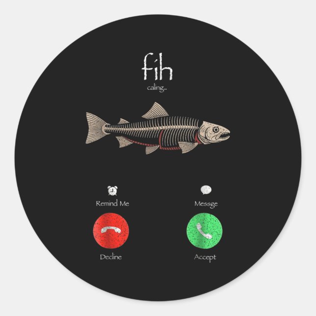 Pegatina Redonda Fih Smono Ss Cute Sss Fish Funny Pescado Mal Escri (Anverso)