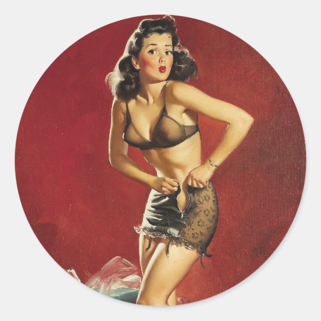 Pegatina Redonda Fijando el clavija hacia arriba (Anverso)