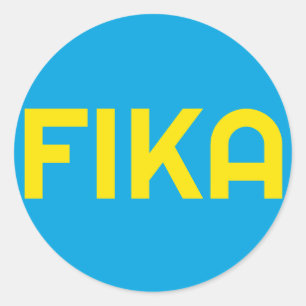 Pegatina Redonda FIKA Negrita Amarillo y Azul