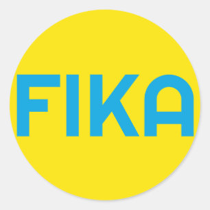Pegatina Redonda FIKA Negrita Amarillo y Azul