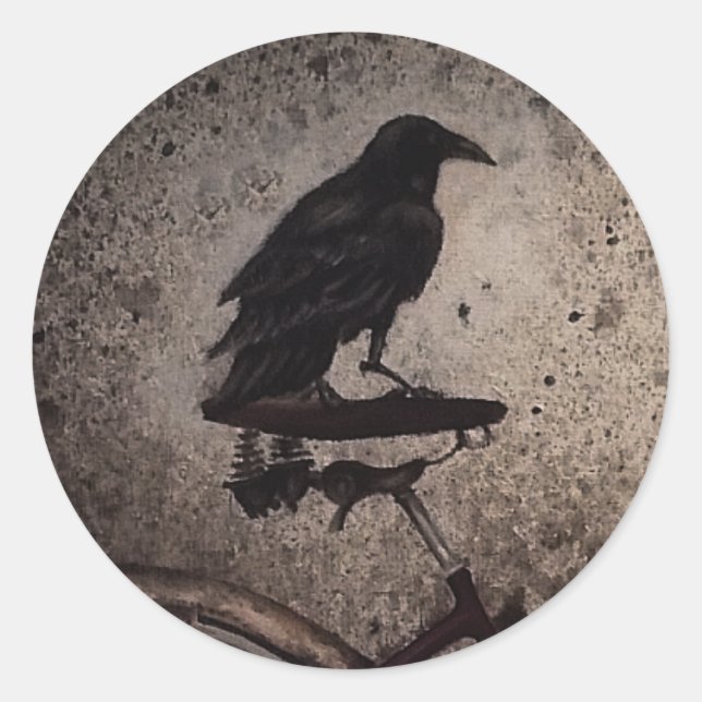 Pegatina Redonda Fila negra en la bicicleta de cosecha (Anverso)