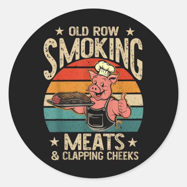 Pegatina Redonda Filas Viejas Fumar Carnes Y Aplaudir Quejas Divert (Anverso)