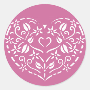 Pegatina Redonda Filigree Heart