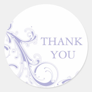 Pegatina Redonda Filigree Swirl Lavender Gracias