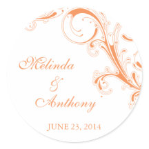 Filigree Swirl Naranja Bride Groom