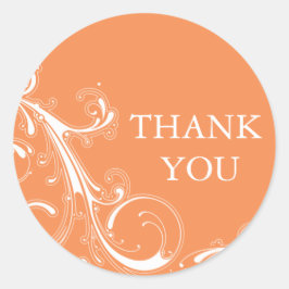 Pegatina Redonda Filigree Swirl Naranja Gracias