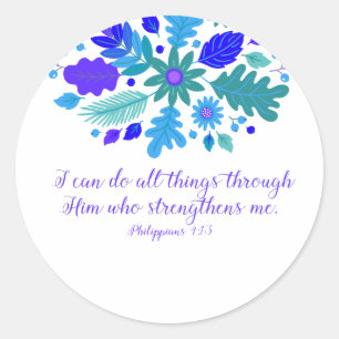 Pegatina Redonda Filipinas 4:13 - Puedo Hacer Todas Las Cosas - Ver