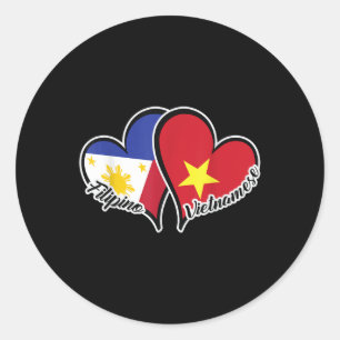 Pegatina Redonda Filipinas: Bandera de Vietnam en medio filipino