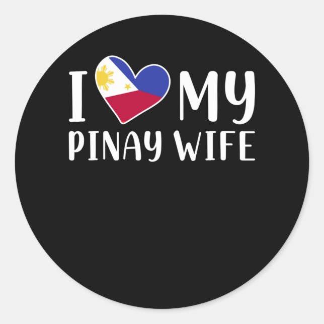 Pegatina Redonda Filipinas Pinay Love Wife Pinoy Husband (Anverso)