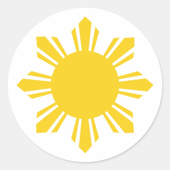 Pegatina Redonda Filipinas recortó el sol, Filipinas (Anverso)
