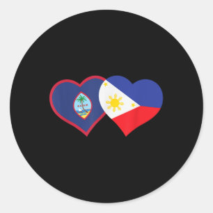 Pegatina Redonda Filipino Guam Heart Pinoy Chamorro Filipinas Gua