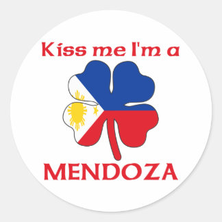 Pegatina Redonda Filipino personalizado me besa soy Mendoza