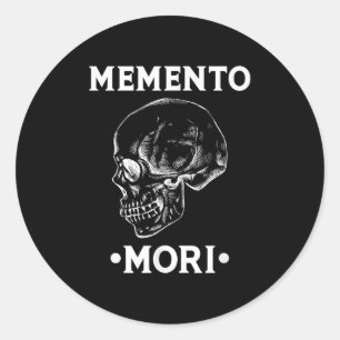 Pegatina Redonda Filosofía del estoicismo de Memento Mori Skull