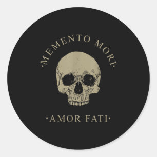 Pegatina Redonda Filosofía estética Memento Mori Amor Fati Skull St