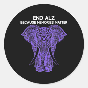 Pegatina Redonda Fin de la ropa de sensibilización del elefante Alz