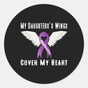 Pegatina Redonda Fin de la sobredosis Las alas de mi hija cubren mi
