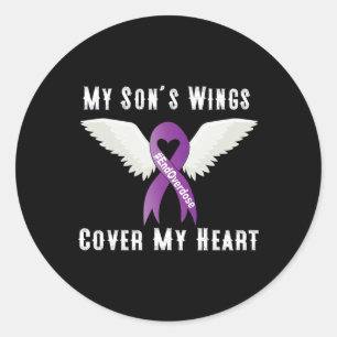 Pegatina Redonda Fin de la sobredosis Las alas de mi hijo cubren mi
