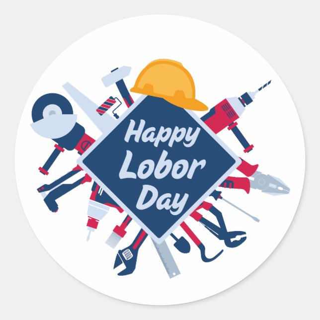 Pegatina Redonda Fin de semana de feliz día del trabajo (Anverso)