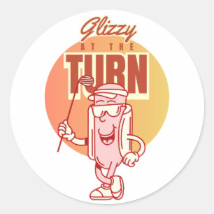 Pegatina Redonda Fin de semana de hombres alborotados Glizzy Retro 