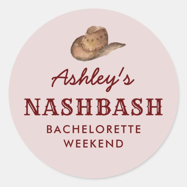 Pegatina Redonda Fin de semana de la fiesta de Bachelorette de Nash (Anverso)