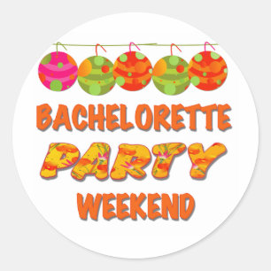 Pegatina Redonda Fin de semana de la Fiesta Tropical de Bachelorett