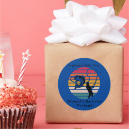 Pegatina Redonda Fin de semana de pesca personalizado para solteros