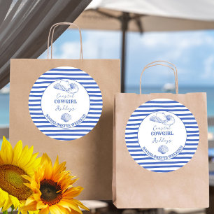 Pegatina Redonda Fin de semana de soltera Cowgirl Costera impreso