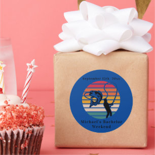 Pegatina Redonda Fin de semana de soltero de pesca personalizado