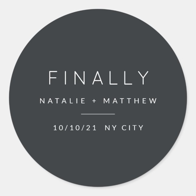 Pegatina Redonda Finalmente, guarda la fecha (Anverso)