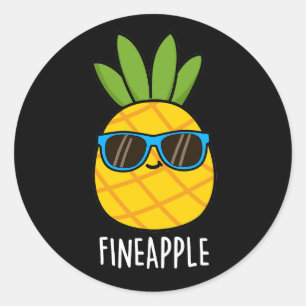 Pegatina Redonda Fineapple Funny Pineapple Pun Dark BG