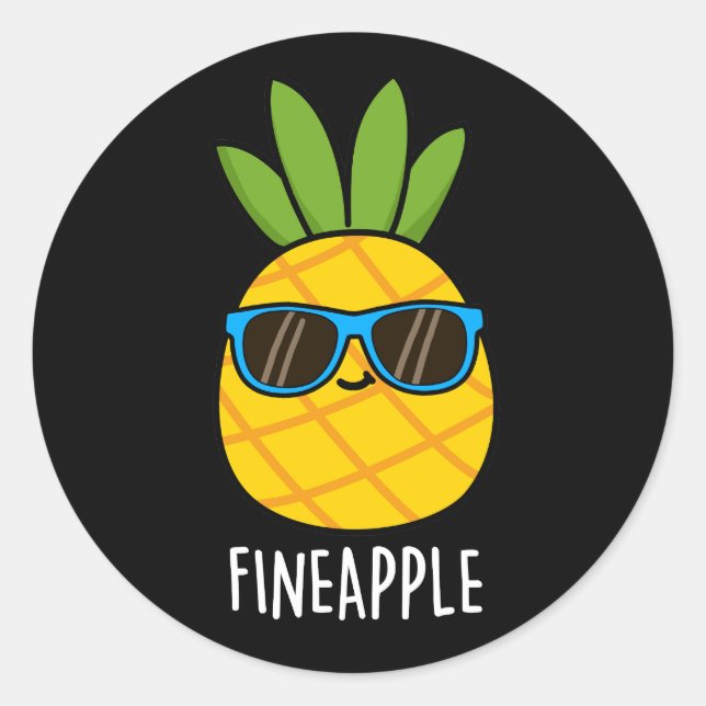 Pegatina Redonda Fineapple Funny Pineapple Pun Dark BG (Anverso)