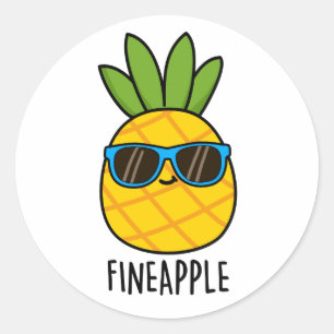 Pegatina Redonda Fineapple Funny Pun
