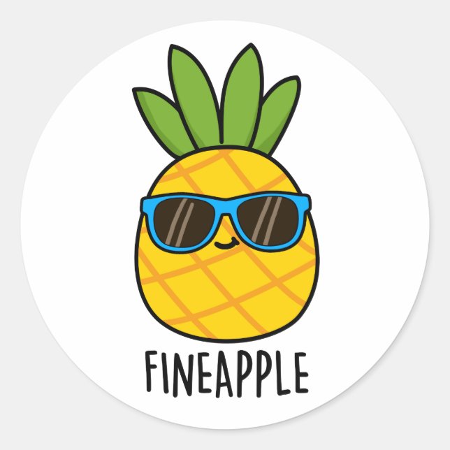 Pegatina Redonda Fineapple Funny Pun (Anverso)