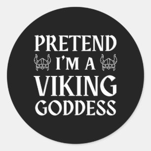 Pegatina Redonda Fingir una diosa vikinga - Halloween divertido y p