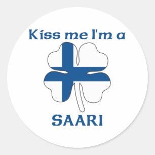 Pegatina Redonda Finlandés personalizado me besa soy saari