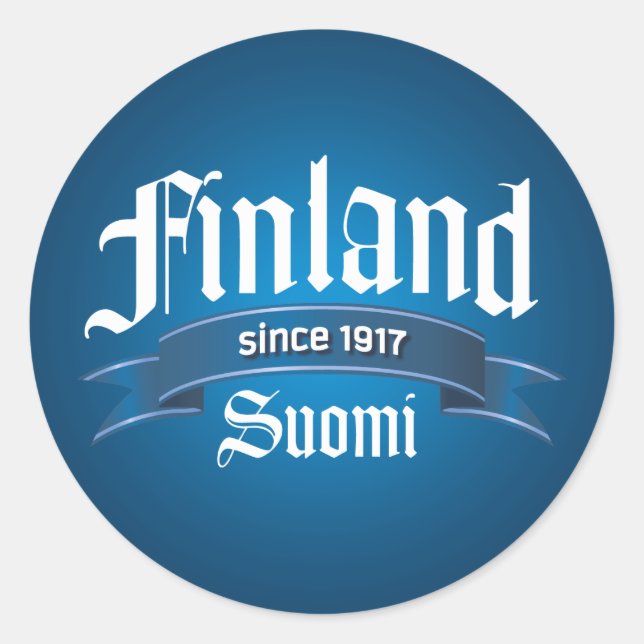 Pegatina Redonda Finlandia Desde 1917 Rev (Anverso)