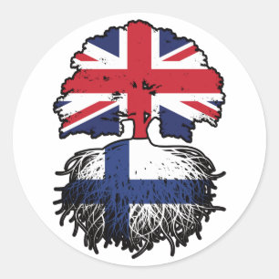Pegatina Redonda Finlandia Finlandia Reino Unido Reino Unido Reino 