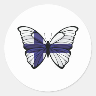 Pegatina Redonda Finlandia Hypolimnas Butterfly