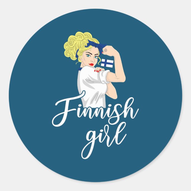 Pegatina Redonda Finnish girl finnish finland  (Anverso)