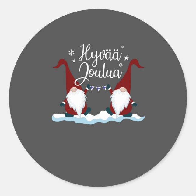 Pegatina Redonda Finnish Merry Christmas Finland Gift Tee Hyvaa Jou (Anverso)