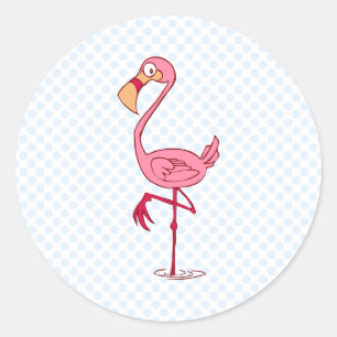 Pegatina Redonda Finny Flamingo